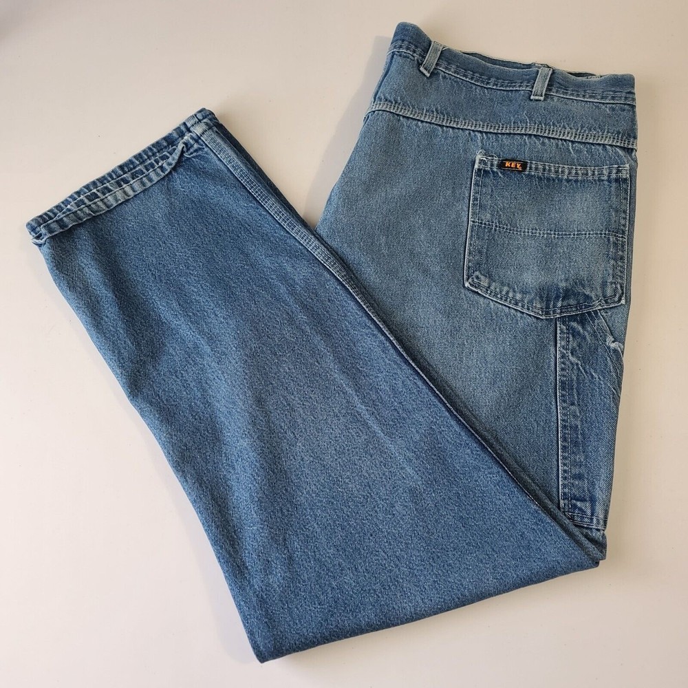 Vintage Key Carpenter Jeans Men's Size 44x32 Blue Denim Work